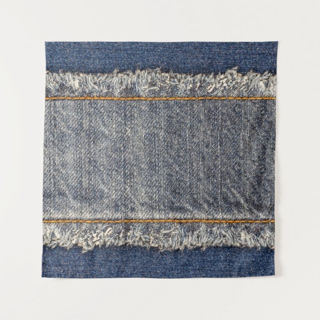 Denim Blue Jeans: Casual Double Patch Tapestry (Front)