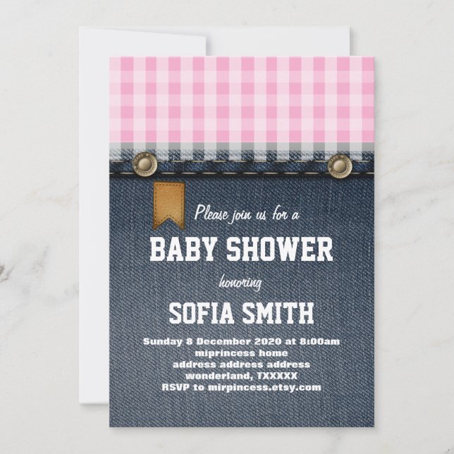 denim, blue jeans, cowboy, western baby shower invitation (Front)