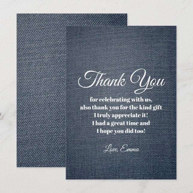 denim, blue jeans, cowboy, western thank you card (Front/Back)