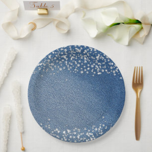 Denim Blue Jeans Diamond  Paper Plate