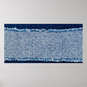Denim blue jeans fabric frame. Bleached denim fabr Poster