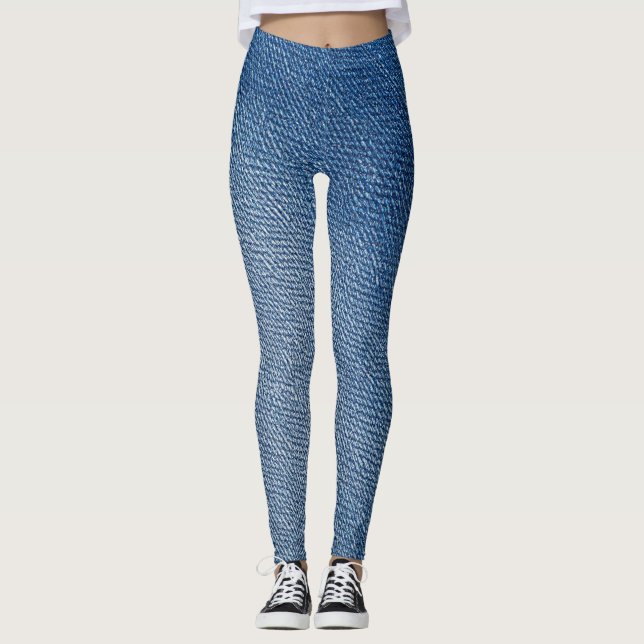 Denim Blue Jeans Pattern All-Over-Print Leggings (Front)