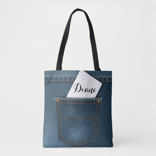 Denim Blue Jeans Pocket Tote Bag (Front)