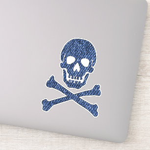 Denim Blue Jeans Style Skull Crossbones Smiling