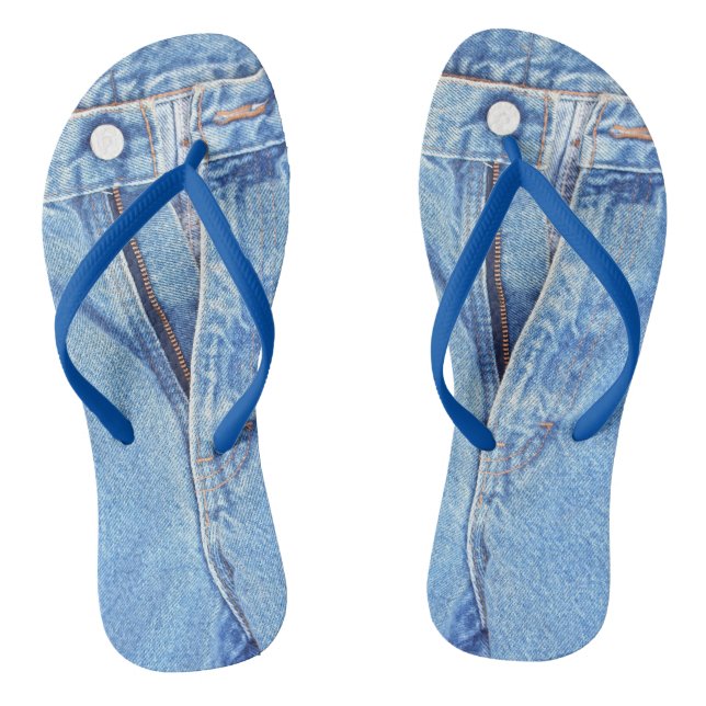 Denim blue jeans zipper flip flops (Footbed)