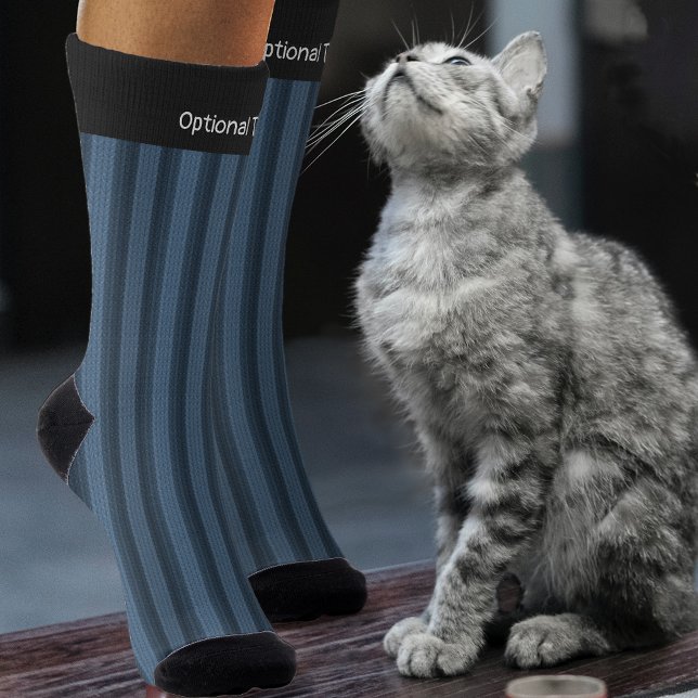 Denim Blue Knit Look Vertical Stripe - Add text to Socks (Creator Uploaded)