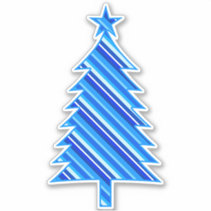 Denim Blue Layered Stripes Christmas Tree