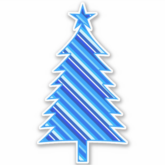 Denim Blue Layered Stripes Christmas Tree (Front)