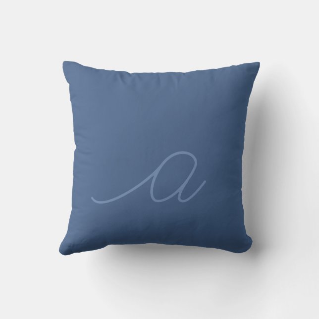 Denim Blue Lowercase Script Letter Cushion (Back)