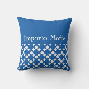 Denim Blue Mod Ball Design @ Emporio Moffa w/text Cushion