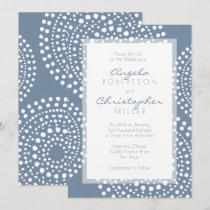Denim Blue Modern Boho Wedding Invitation