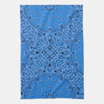 Denim Blue Paisley Western Bandanna Scarf Print