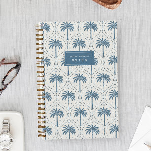 Denim Blue Palm Trellis Personalised Notebook