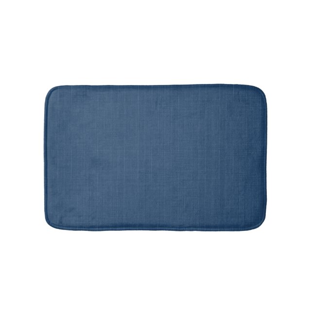 Denim blue solid textured bath mat (Front)
