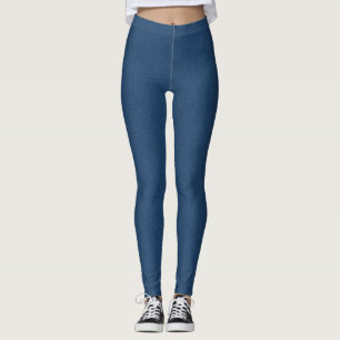 Denim blue solid textured leggings