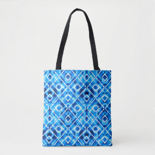 Denim blue tie die texture repeat modern pattern tote bag