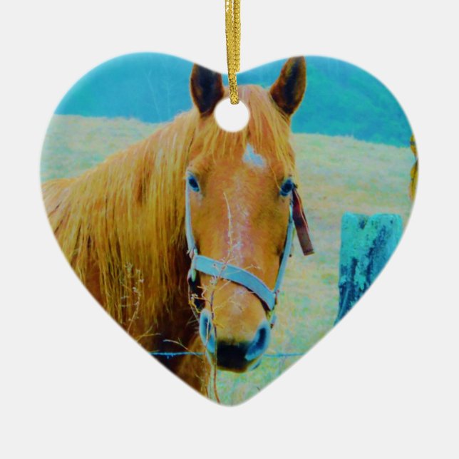 Denim blue tinted Horse Ceramic Tree Decoration (Front)