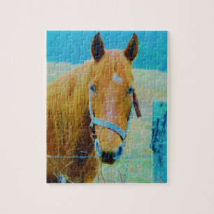 Denim blue tinted Horse Jigsaw Puzzle