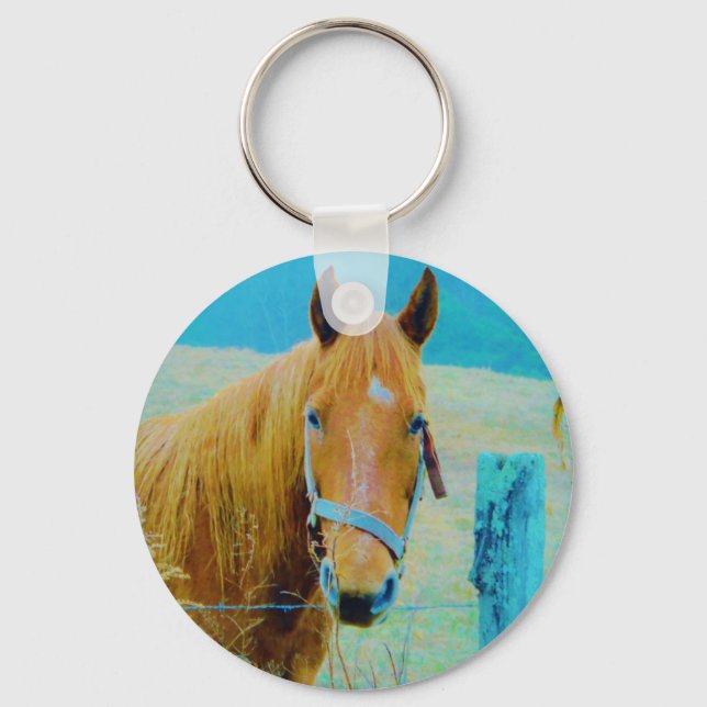 Denim blue tinted Horse Key Ring (Front)