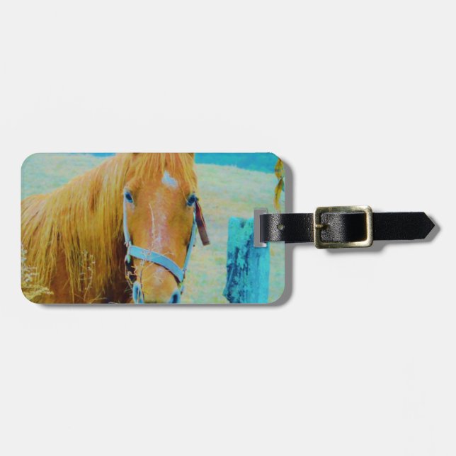 Denim blue tinted Horse Luggage Tag (Front Horizontal)