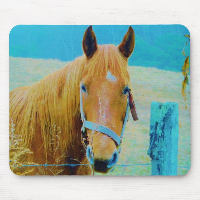 Denim blue tinted Horse Mouse Mat (Front)