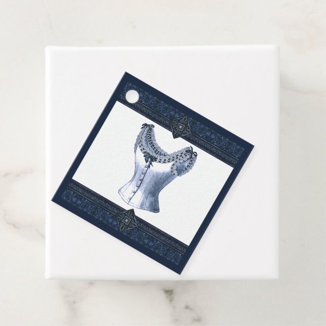 Denim Blue Vintage Bustier Favour Tags (In Situ)