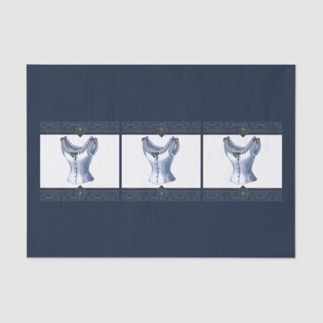 Denim Blue Vintage Bustier Tissue Paper (Front)