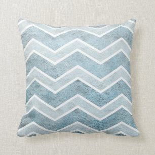 Denim Blue Watercolor Wash Large Chevron Pillow