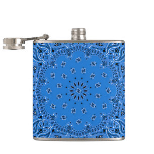 Denim Blue Western Bandanna Scarf Fabric Wrap Hip Flask