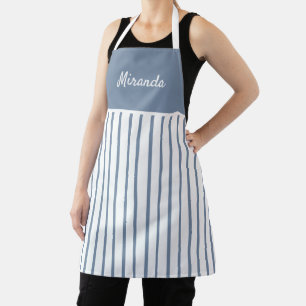 Denim Blue & White Striped Personalised Apron