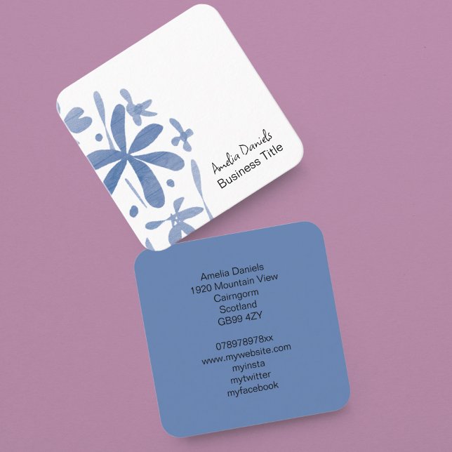 Denim Blue Wild Flower Business Card (Creator Uploaded)