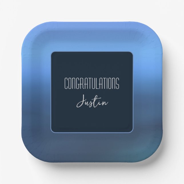 Denim Blues Colour Paper Plate (Front)