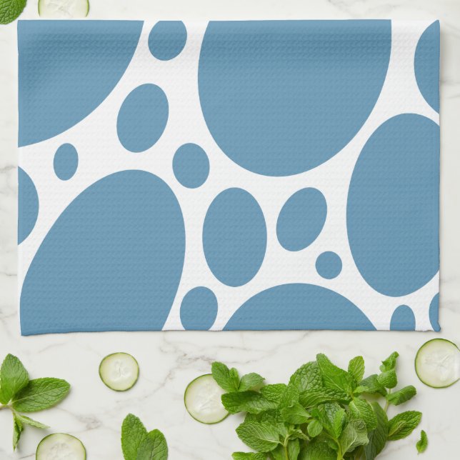 Denim Bule Bubbles Tea Towel (Folded)