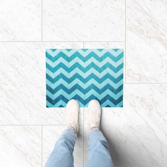 Denim Chevron by Shirley Taylor Doormat (Indoor)