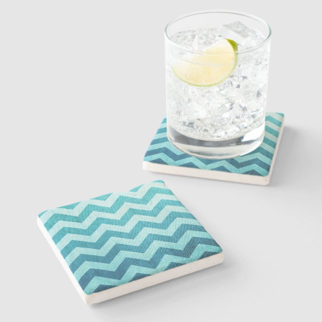 Denim Chevron by Shirley Taylor Stone Coaster (Side)