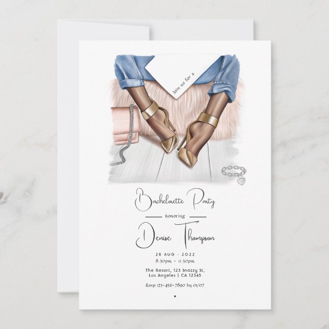 Denim Chic Bachelorette Party Invitation (Front)