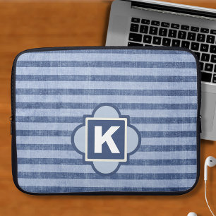 Denim Color Blue Stripe Monogram Laptop Sleeve