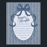 Denim Coquette Bow Blue Jean Baby Diaper Thoughts Poster<br><div class="desc">Celebrate your little one with the sweetest touch of classic Americana charm. Our Blue Jean Baby collection brings together timeless denim textures, soft navy accents, and hand-drawn ribbon details for a look that feels both nostalgic and effortlessly stylish. Whether you're hosting a baby shower for a country-loving mama or simply...</div>