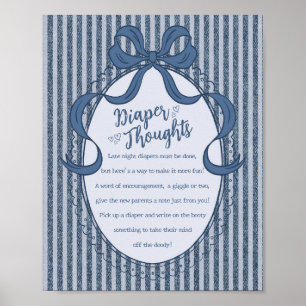 Denim Coquette Bow Blue Jean Baby Diaper Thoughts Poster
