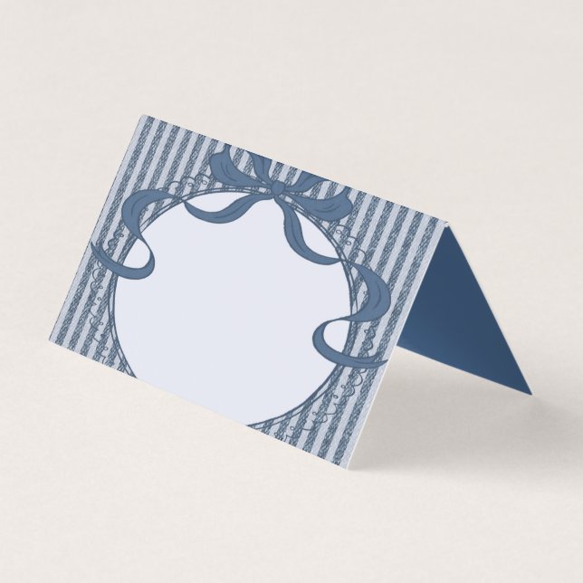 Denim Coquette Bow Blue Jean Baby Place Card Party (Front)