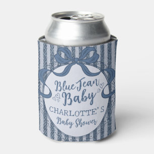 Denim Coquette Bow Blue Jean Baby Shower Favor Can Cooler