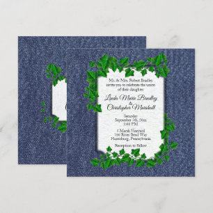 Denim Country Wedding Invitation   5.25" x 5.25
