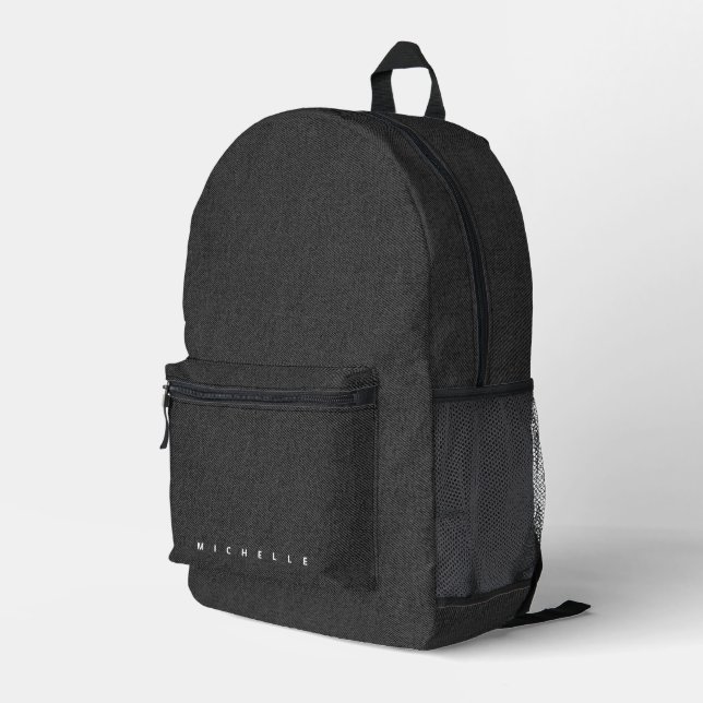 Denim Dark Grey Black Jeans Stylish  Printed Backpack (Back Corner Right)