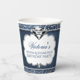 Denim Diamond Birthday Party Paper Cups