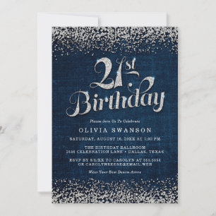 Denim & Diamonds 21st Birthday Party Invitation