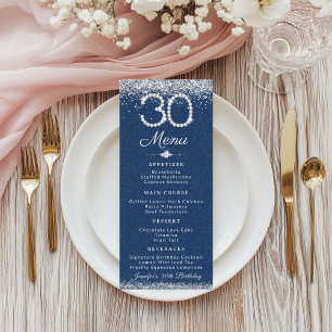 Denim & Diamonds 30th Birthday Dinner Flat Menu