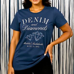 Denim Diamonds Bachelorette Party Blue Custom Tri-Blend Shirt