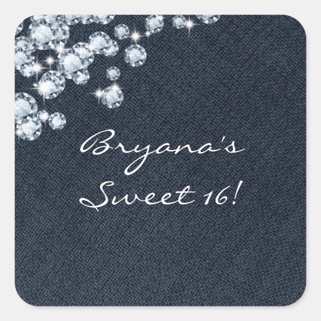 Denim & Diamonds Birthday Party Event Sticker (Front)