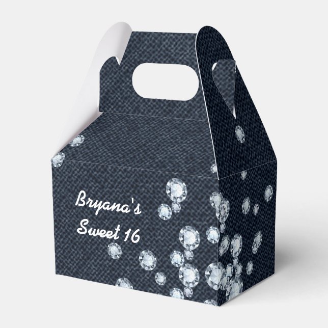Denim & Diamonds Birthday Party Favour Boxes (Front Side)
