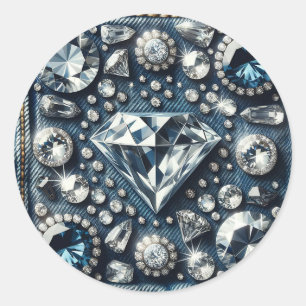 Denim & Diamonds Bling Gemstone Glam Jewels Classic Round Sticker